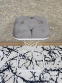 Kare Beyaz  Boyalı Pota - Gri Babyface Kumaş  Puf , Bench , Puf Oturak , Bench , Ayak Ucu Oturak , Tabure , Makyaj Oturak thumbnail 4