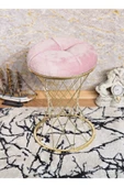 Yuvarlak Gold  Kaplama  Pota - Pembe Babyface Kumaş  Puf , Bench , Puf Oturak , Bench , Ayak Ucu Oturak , Tabure , Makyaj Oturak - 1