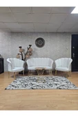Gold Kaplama Sivriltme Ayak Krem Döşeme Papatya Çay Seti Koltuk Takımı , Balkon, Salon, Ofis, Cafe Koltuk Takımı - 1