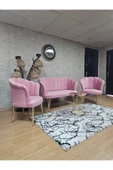Gold Kaplama Tel Ayak Pembe Döşeme Papatya Çay Seti Koltuk Takımı , Balkon, Salon, Ofis, Cafe Koltuk Takımı - 6