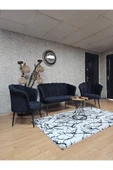 Siyah Boyalı Sivriltme Ayak Siyah Döşeme Papatya Çay Seti Koltuk Takımı , Balkon, Salon, Ofis, Cafe Koltuk Takımı - 4