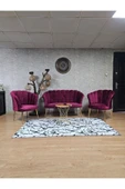 Gold Kaplama Sivriltme Ayak Bordo Döşeme Papatya Çay Seti Koltuk Takımı , Balkon, Salon, Ofis, Cafe Koltuk Takımı thumbnail 8