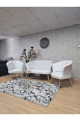 Gold Kaplama Sivriltme Ayak Krem Döşeme Papatya Çay Seti Koltuk Takımı , Balkon, Salon, Ofis, Cafe Koltuk Takımı - 6