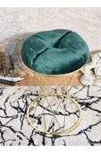 Yuvarlak Gold  Kaplama  Pota - Yeşil Babyface Kumaş  Puf , Bench , Puf Oturak , Bench , Ayak Ucu Oturak , Tabure , Makyaj Oturak - 3
