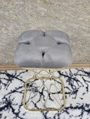 Kare Gold Kaplama  Pota - Siyah Babyface Kumaş  Puf , Bench , Puf Oturak , Bench , Ayak Ucu Oturak , Tabure , Makyaj Oturak thumbnail 4