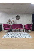 Beyaz Boyalı Tel Ayak Bordo Döşeme Papatya Çay Seti Koltuk Takımı , Balkon, Salon, Ofis, Cafe Koltuk Takımı thumbnail 1