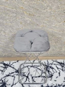 Kare Krom  Kaplama  Pota - Gri Babyface Kumaş  Puf , Bench , Puf Oturak , Bench , Ayak Ucu Oturak , Tabure , Makyaj Oturak thumbnail 4