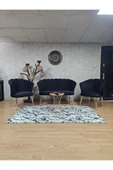 Gold Kaplama Tel Ayak Siyah Döşeme Papatya Çay Seti Koltuk Takımı , Balkon, Salon, Ofis, Cafe Koltuk Takımı thumbnail 1