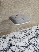 Kare Beyaz  Boyalı Pota - Gri Babyface Kumaş  Puf , Bench , Puf Oturak , Bench , Ayak Ucu Oturak , Tabure , Makyaj Oturak thumbnail 1