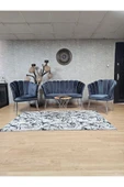 Krom Tel Ayak Füme Döşeme Papatya Çay Seti Koltuk Takımı , Balkon, Salon, Ofis, Cafe Koltuk Takımı - 1