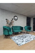 Krom Kaplama Sivriltme Ayak Yeşil Döşeme Papatya Çay Seti Koltuk Takımı , Balkon, Salon, Ofis, Cafe Koltuk Takımı thumbnail 4
