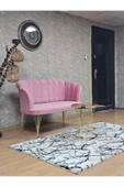 İkili Gold Kaplama Tel Ayak Pembe Döşeme Papatya Çay Seti Koltuk Takımı , Balkon, Salon, Ofis, Cafe Koltuk Takımı - 3