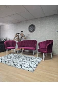 Beyaz Boyalı Tel Ayak Bordo Döşeme Papatya Çay Seti Koltuk Takımı , Balkon, Salon, Ofis, Cafe Koltuk Takımı thumbnail 6