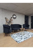 Gold Kaplama Sivriltme Ayak Siyah Döşeme Papatya Çay Seti Koltuk Takımı , Balkon, Salon, Ofis, Cafe Koltuk Takımı thumbnail 4