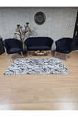 Krom Tel Ayak Siyah Döşeme Papatya Çay Seti Koltuk Takımı , Balkon, Salon, Ofis, Cafe Koltuk Takımı - 3