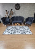 Beyaz Boyalı Sivriltme Ayak Füme Döşeme Papatya Çay Seti Koltuk Takımı , Balkon, Salon, Ofis, Cafe Koltuk Takımı - 3