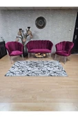 Krom Tel Ayak Bordo Döşeme Papatya Çay Seti Koltuk Takımı , Balkon, Salon, Ofis, Cafe Koltuk Takımı - 3