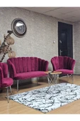 Krom Kaplama Sivriltme Ayak Bordo Döşeme Papatya Çay Seti Koltuk Takımı , Balkon, Salon, Ofis, Cafe Koltuk Takımı - 5