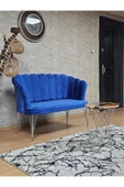 İkili Krom Tel Ayak Mavi Döşeme Papatya Çay Seti Koltuk Takımı , Balkon, Salon, Ofis, Cafe Koltuk Takımı thumbnail 2
