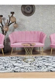 Gold Kaplama Sivriltme Ayak Pembe Döşeme Papatya Çay Seti Koltuk Takımı , Balkon, Salon, Ofis, Cafe Koltuk Takımı - 2