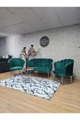 Krom Kaplama Sivriltme Ayak Yeşil Döşeme Papatya Çay Seti Koltuk Takımı , Balkon, Salon, Ofis, Cafe Koltuk Takımı thumbnail 6