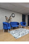 Beyaz Boyalı Sivriltme Ayak Mavi Döşeme Papatya Çay Seti Koltuk Takımı , Balkon, Salon, Ofis, Cafe Koltuk Takımı - 6