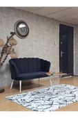 İkili Beyaz Boyalı Sivriltme Ayak Siyah Döşeme Papatya Çay Seti Koltuk Takımı , Balkon, Salon, Ofis, Cafe Koltuk Takımı - 2