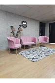 Gold Kaplama Sivriltme Ayak Pembe Döşeme Papatya Çay Seti Koltuk Takımı , Balkon, Salon, Ofis, Cafe Koltuk Takımı - 4