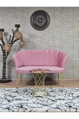 İkili Gold Kaplama  Tel Ayak Pembe Döşeme Papatya Çay Seti Koltuk Takımı , Balkon, Salon, Ofis, Cafe Koltuk Takımı - 1