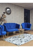 Gold Kaplama Sivriltme Ayak Mavi Döşeme Papatya Çay Seti Koltuk Takımı , Balkon, Salon, Ofis, Cafe Koltuk Takımı thumbnail 5