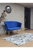 İkili Gold Kaplama  Tel Ayak Mavi Döşeme Papatya Çay Seti Koltuk Takımı , Balkon, Salon, Ofis, Cafe Koltuk Takımı - 2