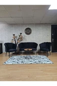 Siyah Boyalı Sivriltme Ayak Siyah Döşeme Papatya Çay Seti Koltuk Takımı , Balkon, Salon, Ofis, Cafe Koltuk Takımı - 1