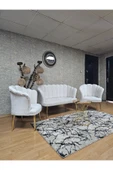 Gold Kaplama Sivriltme Ayak Krem Döşeme Papatya Çay Seti Koltuk Takımı , Balkon, Salon, Ofis, Cafe Koltuk Takımı - 3
