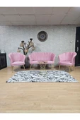 Gold Kaplama Sivriltme Ayak Pembe Döşeme Papatya Çay Seti Koltuk Takımı , Balkon, Salon, Ofis, Cafe Koltuk Takımı - 1