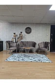 Siyah Boyalı Sivriltme Ayak Kahverengi Döşeme Papatya Çay Seti Koltuk Takımı , Balkon, Salon, Ofis, Cafe Koltuk Takımı - 1
