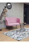 İkili Siyah Boyalı Sivriltme Ayak Pembe Döşeme Papatya Çay Seti Koltuk Takımı , Balkon, Salon, Ofis, Cafe Koltuk Takımı - 2