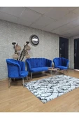 Krom Kaplama Sivriltme Ayak Mavi Döşeme Papatya Çay Seti Koltuk Takımı , Balkon, Salon, Ofis, Cafe Koltuk Takımı - 4