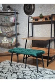 100'lük Benc - Siyah Boyalı Sivriltme Ayaklı Yeşil Döşemeli Oturak, Bench, Oturak, Makyaj Pufu - 1