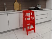 Kırmızı Ahşap Çocuk Öğrenme-Etkinlik Kulesi - 2