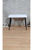 Siyah Boyalı Sivriltme Ayaklı 60cm x 40cm Tedy Kumaşlı Krem Döşeme Oturak, Bench, Oturak, Puf - 1