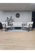 Siyah Boyalı Bahçe Krem Döşeme - Balkon - Mutfak Çay Seti Takımı Bahçe Koltuk Takımı - 1