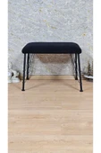 Siyah Boyalı Tel Ayaklı 60cm x 40cm Tedy Kumaşlı Siyah Döşeme Oturak, Bench, Oturak, Puf - 1