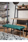 100'lük Benc – Krom Kaplama Sivriltme Ayaklı Yeşil Döşemeli Oturak, Bench, Oturak, Makyaj Pufu - 1