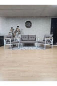 Beyaz Boyalı Bahçe Kahverengi Döşeme - Balkon - Mutfak Çay Seti Takımı Bahçe Koltuk Takımı - 1
