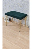 Gold Tel Ayaklı 60cm x 40cm Tedy Kumaşlı  Yeşil  Döşeme Oturak, Bench, Oturak, Puf - 4
