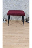Siyah Boyalı Sivriltme Ayaklı 60cm x 40cm Tedy Kumaşlı Bordo Döşeme Oturak, Bench, Oturak, Puf - 2