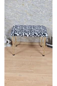 Gold Tel Ayaklı 60cm x 40cm Tedy Kumaşlı  Zebra  Döşeme Oturak, Bench, Oturak, Puf - 2