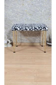 Gold Tel Ayaklı 60cm x 40cm Tedy Kumaşlı  Zebra  Döşeme Oturak, Bench, Oturak, Puf - 1