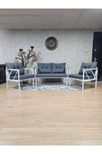 Beyaz Boyalı Bahçe - Balkon - Mutfak Çay Seti Takımı Bahçe Koltuk Takımı - 1