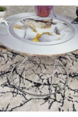 Krom Kaplama Cam Pota Orta Sehpa Gri Mermer Desenli Temperli Baskılı Cam - Sehpa - Orta Sehpa - Yan Sehpa - 2